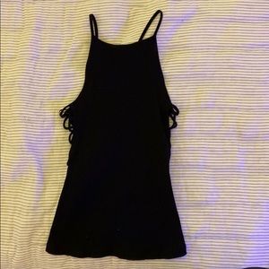 Ambiance high neck ribbed tank top